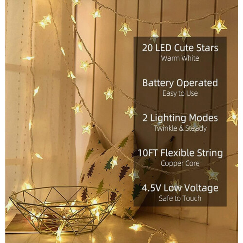 Φωτιστικά σε σχήμα αστεριού 10ft 20 LED φώτα νερά 1