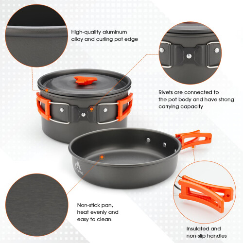 THTYBROS 17pcs Camping Cookware Mess Kit,for Camping,Backpacking,Picnic 2