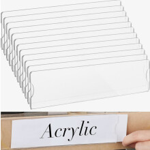 Lot de 15 porte-noms en acrylique transparent avec ruban adhésif, compatibles avec les portes et bu