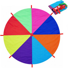 Dimoxii 6.5 FT/13.1 FT Rainbow Parachute with 8 Handles/20 Handles, Gymnastics Play Circus Games for Kids, School Playground Outdoor Activities, Indoo