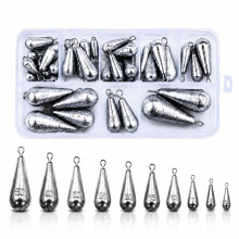 40Pcs Small Fishing Weights Set – 10 Sizes (3.5g~50g) Iron Sinkers with Swivel, Suitable for Deep Sea, Floating & Sea Fishing (Silver)