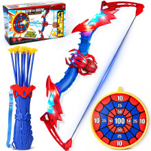 Toys for 3 4 5 6 7 8 Year Old Boys: Kids Bow and Arrow Set with LED Light Up, 10 Suction Cup Arrows, Web Target & Quiver, Superhero Archery Toy, Outdo