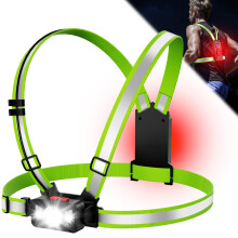 Chest Running Light, 500LM Running Lights for Runners with 90 Adjustable LED Lamp & 11 Modes, Hands-Free Chest Torch for Night Running, 360 Reflec