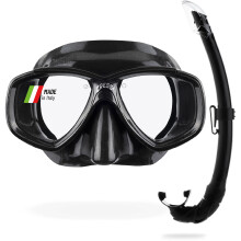 Cressi Perla Separate Glass Mask & Snorkel Set, Black/Black