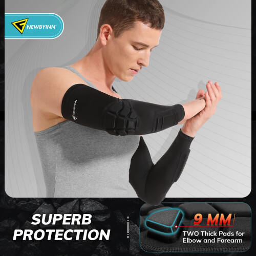 Padded Arm Sleeves 2 Pack, Crashproof Elbow Forearm Pads Compression 2