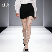 (10) Women Thin Black Letter Printed Tights, Vintage Repeating Letter Pantyhose, Anti-Snagging Sheer Stockings, Slimming Legs Hosiery for Daily Party