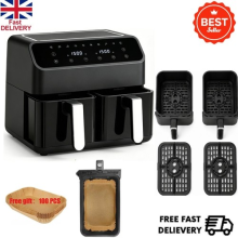 12L Dual Zone Digital Air Fryer Oven Cooker Oil Free Low Fat with Large 100 Tray