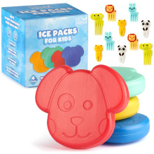 GET FRESH Mini Freezer Ice Packs for Lunch Boxes - 4-Pack Cute Small Ice Blocks for Cool Bags and Kids Lunch Box – Reusable Animal Freezer Blocks fo