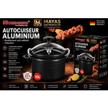Aluminium Pressure Cooker 10L Non-Stick Induction Stock Pot With Safety Lock Lid