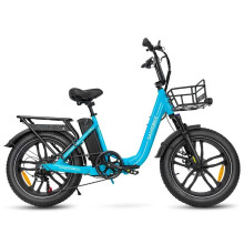 (Lake Blue) Electric Bike 36V 13AH 500W Motor Recommended Top Speed 25KM/H Electric Bike 20 Inch 70KM Mileage Range 150KG Max Load