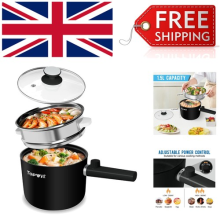 1.5L Electric Hot Pot with Steamer - Non-Stick Ramen Cooker for Healthy Meals