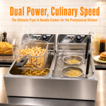 20L Commercial Electric Deep Fryer Dual Tank Pasta Cooker Stainless Steel