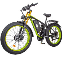 (Black Green) Electric Bike 48V 23Ah Battery Dual 1000W Motor 25KM/H Fat Tire 26x4.0 Inch 60KM Range 180KG Load Capacity Mountain Ebike