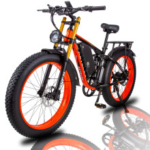 (Black orange) Electric Bike 48V 23Ah Battery Dual 1000W Motor 25KM/H Fat Tire 26x4.0 Inch 60KM Range 180KG Load Capacity Mountain Ebike