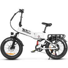 (White) Electric Bike 48V 15Ah Battery 250W Motor 25KM/H 20 Inch Tire 80-100KM Range 150KG Load Capacity City Ebike