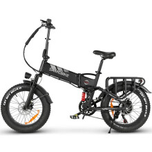(Black) Electric Bike 48V 15Ah Battery 250W Motor 25KM/H 20 Inch Tire 80-100KM Range 150KG Load Capacity City Ebike