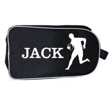 PROSTYLE SPORTS Personalised Football Boot Bag, Shoes bag (Black/White) (Rugby Player)