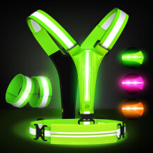 LED Reflective Vest Running Gear Set,USB Rechargeable Light Up Running Vest for Runners Night Walking with Waterproof Phone Bag,High Visibility Armban