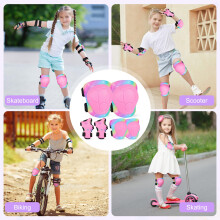 MHJY Knee Pads for Kids Elbow Pads Set 6pcs Protection Gear Kit Adjustable Girls Wrist Guard for Skateboard Bike Cycling Scooter Riding Roller Skating