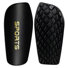 Protective Football Shin Guards & Shin Pads - 1 Pair for Boys Girls Men Women - Ideal for Soccer, Football and Hockey Sports (Black, L)