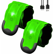 Fitense 2Pcs Reflective LED Armbands for Running - 5 Colors & 3 Modes Running Lights for Runners, USB Rechargeable LED Armbands, High Visibility Light