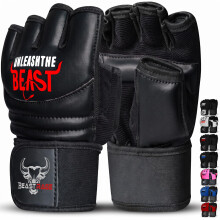 Beast Rage Martial Arts Training Gloves Hybrid Palm for Grappling 10mm Foam padding for Hand Protection Punch Bag Gloves with 25cm wrist band for wris