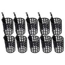 BZS Alloy Steel Round Black Cage Metal Feeder for Carp Coarse Match Barbel Sea Fishing Tackle with Swivel - Pack of 10g, 15g, 20g, 25g, 30g, 40g, 50g,