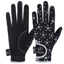 AFE Kids Gloves For Girls Boys Unisex Horse Riding Gloves Outdoor Gloves Sports Gloves Cycling Gloves For Children Black Blue Pink Star Design (Black