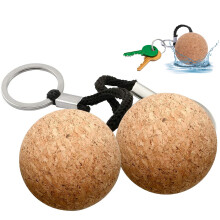2 Pcs Floating Cork Keyrings, 53mm Floatable Wooden Ball Key Chain Water Buoyant Key Ring Lightweight Water Sports Accessories for Swimming Diving Fis