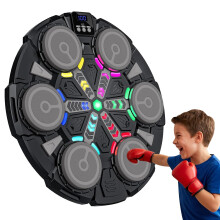 Smart Music Boxing Machine, Punching Machine with RGB Lights and Auto Counting, Wall Punching Musical Boxing Machines Set with Gloves, 5-Speed Rhythm