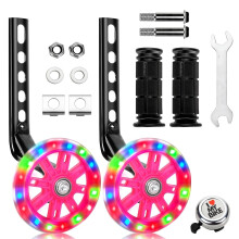 Bike Stabilisers for Childs bike, Bicycle Training Wheels Compatible with 12 14 16 18 20 Inch Bikes, Mute Flash Support Wheel with Adjustable Bicycle