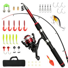 Telescopic Fishing Rod and Spinning Reel Combo,Complete Set for Beginner