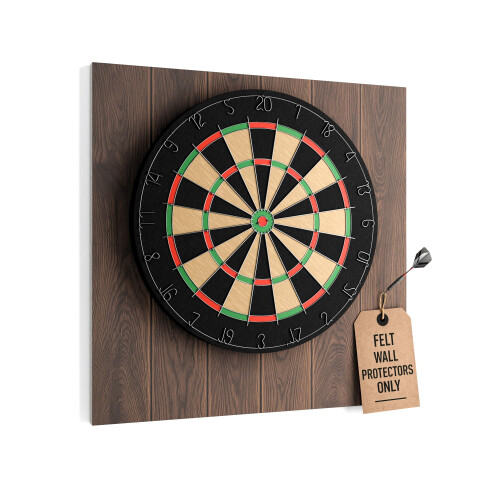 Fluxynara 60 x 60 cm Felt Dart Board Wall Protector, Walnut Brown