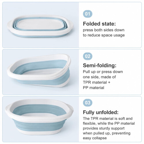Admygo Thickened Collapsible Washing Up Bowl, Space Saving Camping Sink 2