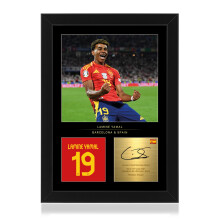 Win FC Lamine Yamal A4 Framed Photo Display - Reproduced Digital Signature- Gift for Spain and Barcelona Fans