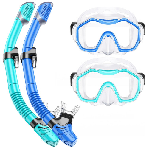 Lealinga Snorkel Set Adults 2Pack, Panoramic View Snorkel Mask