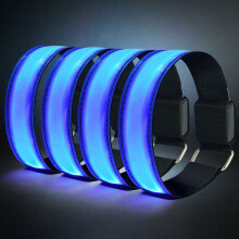 flintronic LED Armband 4 Packs Flashing Reflective Running Lights Safety Sport Armband With Battery Unisex for Night Running, Jogging, Outdoor Sports,