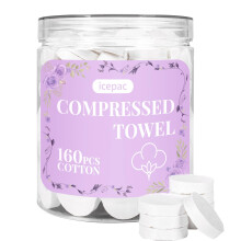 icepac Compressed Towels, Camping, Disposable Face Compressed Towels, Magic Towel, Compressed Towel for Travel, Camping,Hiking (White 160)