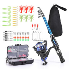LEOFISHING Light Weight Kids Fishing Pole Telescopic Fishing Rod and Reel Combos with Full Kits Lure Case and Carry Bag for Youth Fishing and Beginner