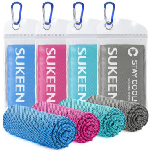 Sukeen Cooling Towel, 4 Pack Cooling Towels for Neck, Soft Breathable Microfibre Sweat Towel, Stay Cool Ice for Gym Workout Yoga Golf Running Camping(