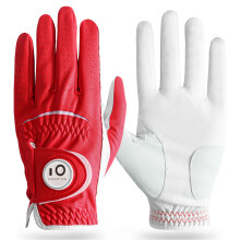FINGER TEN Golf Gloves Men with Ball Marker (Red, S-Worn on Right Hand)