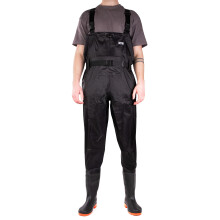 Savage Island Waterproof Nylon Chest Waders with Boots – for Fishing, Farming, Camping, Hunting - Black, UK 9