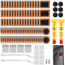 120Pcs bike puncture repair kit,Self-Adhesive Bike Puncture Repair Patches Bike Tyre Repair Kit, Metal Crowbar File, Bike Tyre Repair Kits for Mount