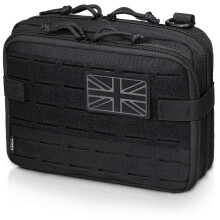WYNEX Tactical Molle Admin Pouch of Laser Cut Design, Utility Pouches Molle Attachment Medical EMT Organizer with Map Pocket Tool Holder UK Flag Patch