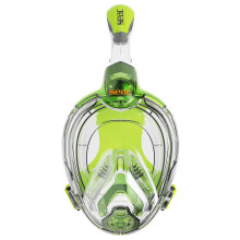 Seac Libera, New Generation Integrated Snorkeling Mask, Hypoallergenic Silicone, Quick Release, 4 Sizes, transparent/green, JUNIOR