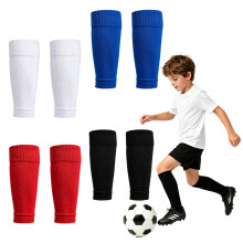4Pairs Kids Soccer Sock Sleeves - High Elastic Footless Pre Cut Shin Guard Sleeves-4 Colors Cut Football Socks Kids- Ideal for Football Games, Outdoor