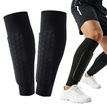 Compression Sleeve with Honeycomb Pad, Football Shin Guards Sleeve Black XS