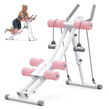 MERACH Ab Machine, Dual Track Ab Trainer, Foldable for Home Gym, Pink