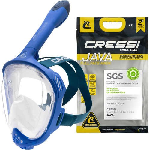Cressi CRESSI since 1946 Java Adult Full Face Mask Compact Fit Blue/Navy Blue S/M