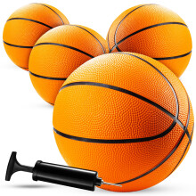 Mini Basketballs - (18 cm, Size 3) Pack of 4 - Mini Hoop Set with Air Pump